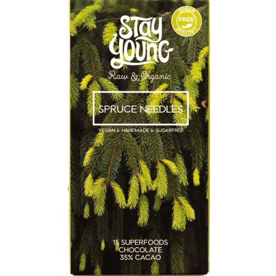 žalias šokoladas su eglės sultimis be cukraus