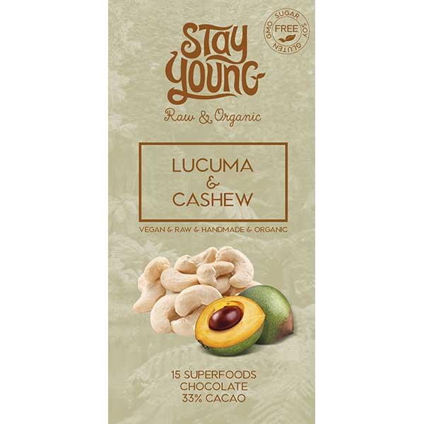 Suhkruvaba tooršokolaadi lucuma ja india pähklitega 44g